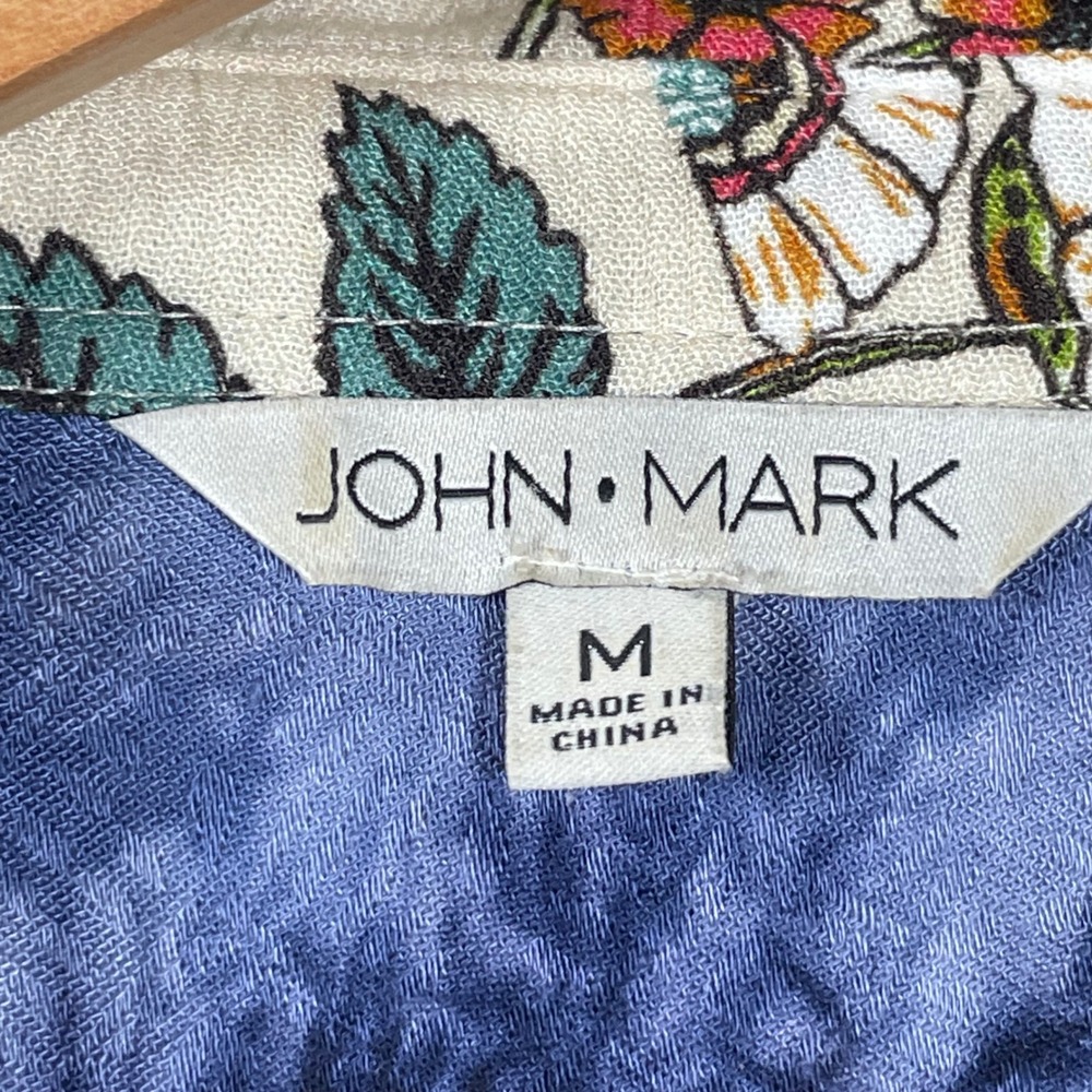 John Mark Butterfly Patchwork Tunic Women M Multicolor Boho Mixed Media Shirt - Picture 4 of 10